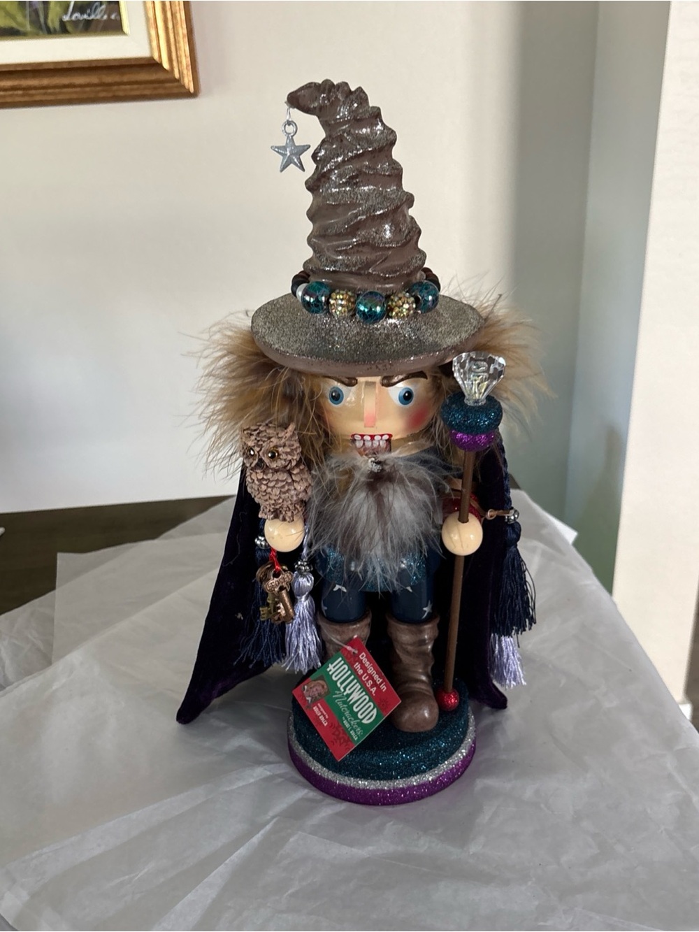 Kurt Adler Hollywood Nutcracker Wizard w/Owl -